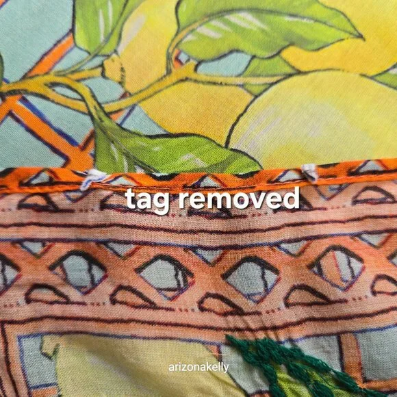 Calypso St. Barth Cotton Lemon Scarf Sarong Embroidered - Picture 7 of 11